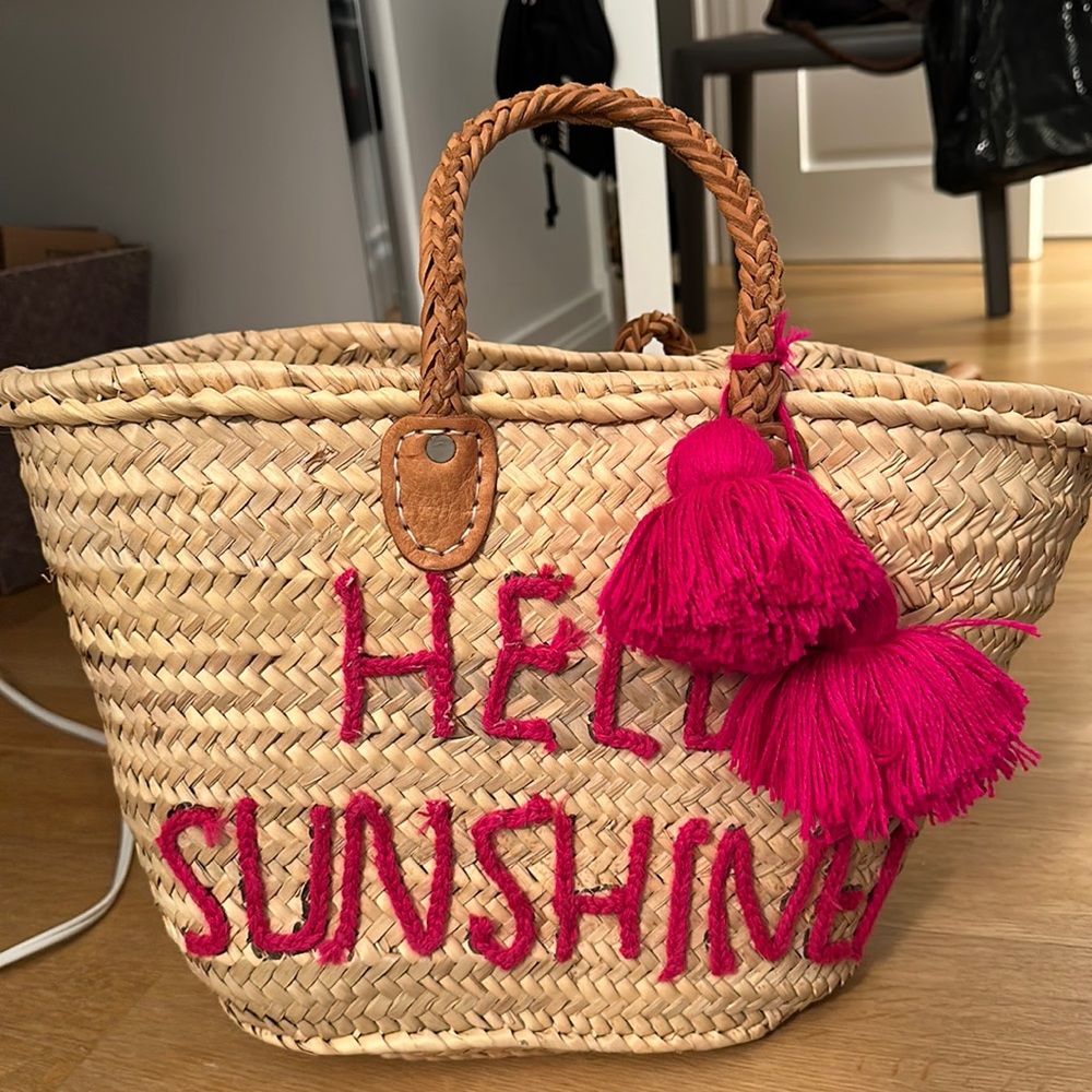 Natural woven beach bag from Italy